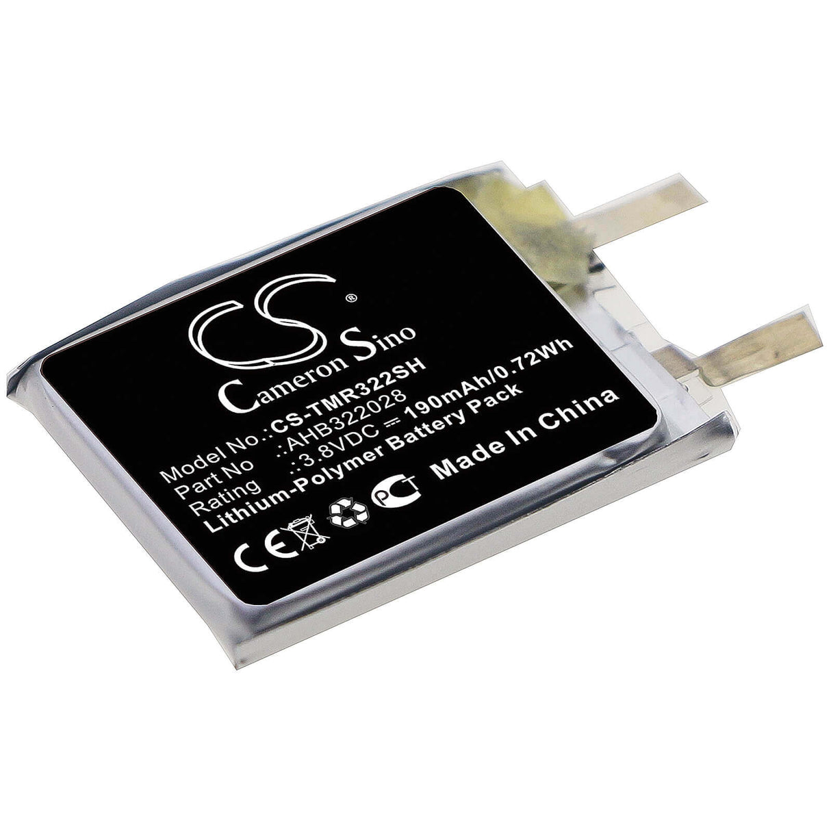 3.8V, Li-Polymer, 190mAh, Smartwatch battery fits Tomtom, Ahb322028, Runner, Runner Cardio, 0.72Wh Smartwatch Cameron Sino Technology Limited