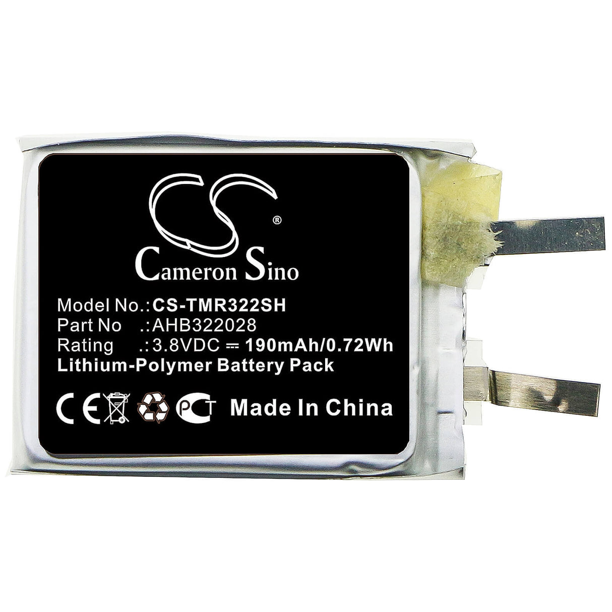 3.8V, Li-Polymer, 190mAh, Smartwatch battery fits Tomtom, Ahb322028, Runner, Runner Cardio, 0.72Wh Smartwatch Cameron Sino Technology Limited
