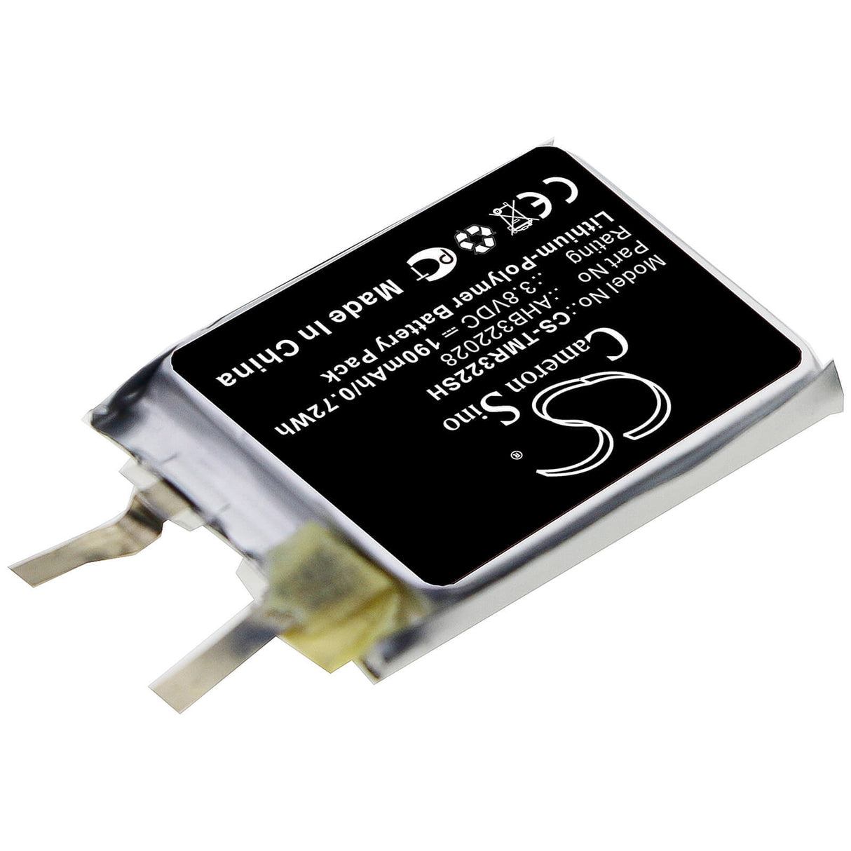 3.8V, Li-Polymer, 190mAh, Smartwatch battery fits Tomtom, Ahb322028, Runner, Runner Cardio, 0.72Wh Smartwatch Cameron Sino Technology Limited