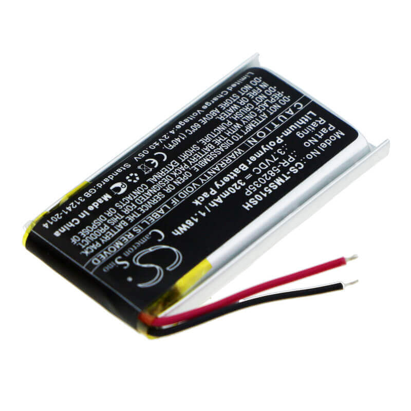 3.7V, Li-Polymer, 320mAh, Smartwatch battery fits Tomtom, Pr-582035p, Spark 510, 1.18Wh Smartwatch Cameron Sino Technology Limited