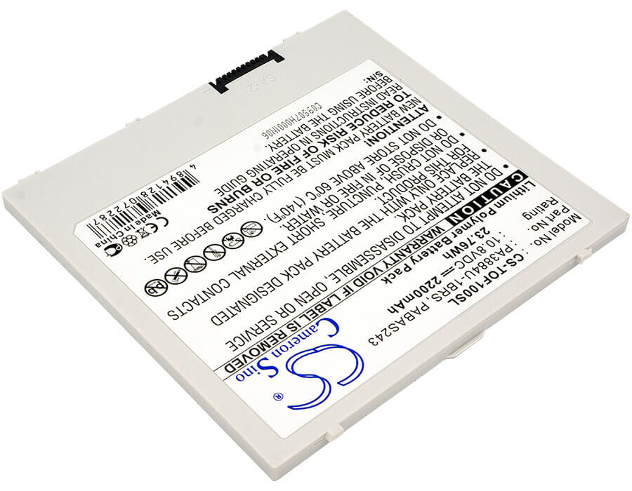 10.8V, Li-Polymer, 2200mAh, Tablet battery fits Toshiba, Pa3884u, 10 Thrive, At100, 23.76Wh Tablet Cameron Sino Technology Limited