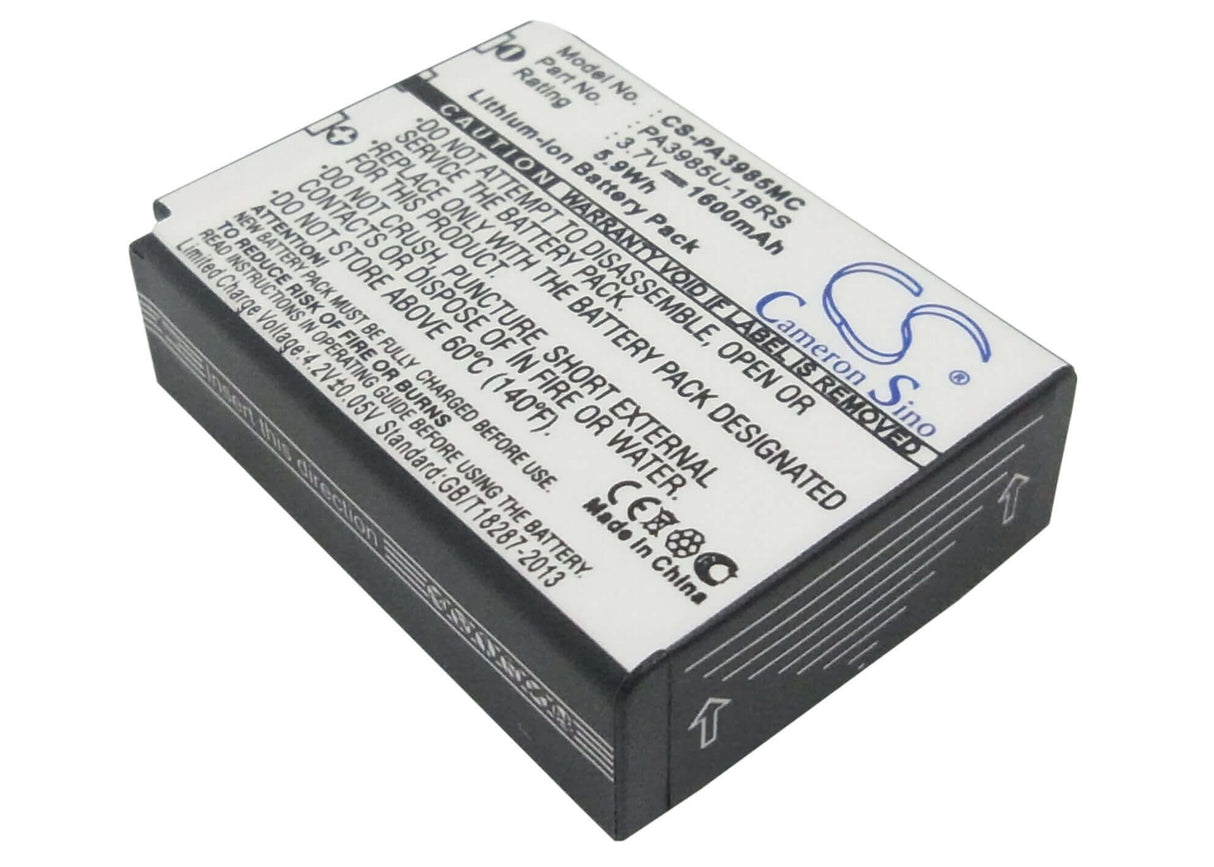 3.7V, Li-ion, 1600mAh, Camera battery fits Toshiba, Pa3985, Camileo X200, Camileo X400, 5.92Wh Camera Cameron Sino Technology Limited (Camera)