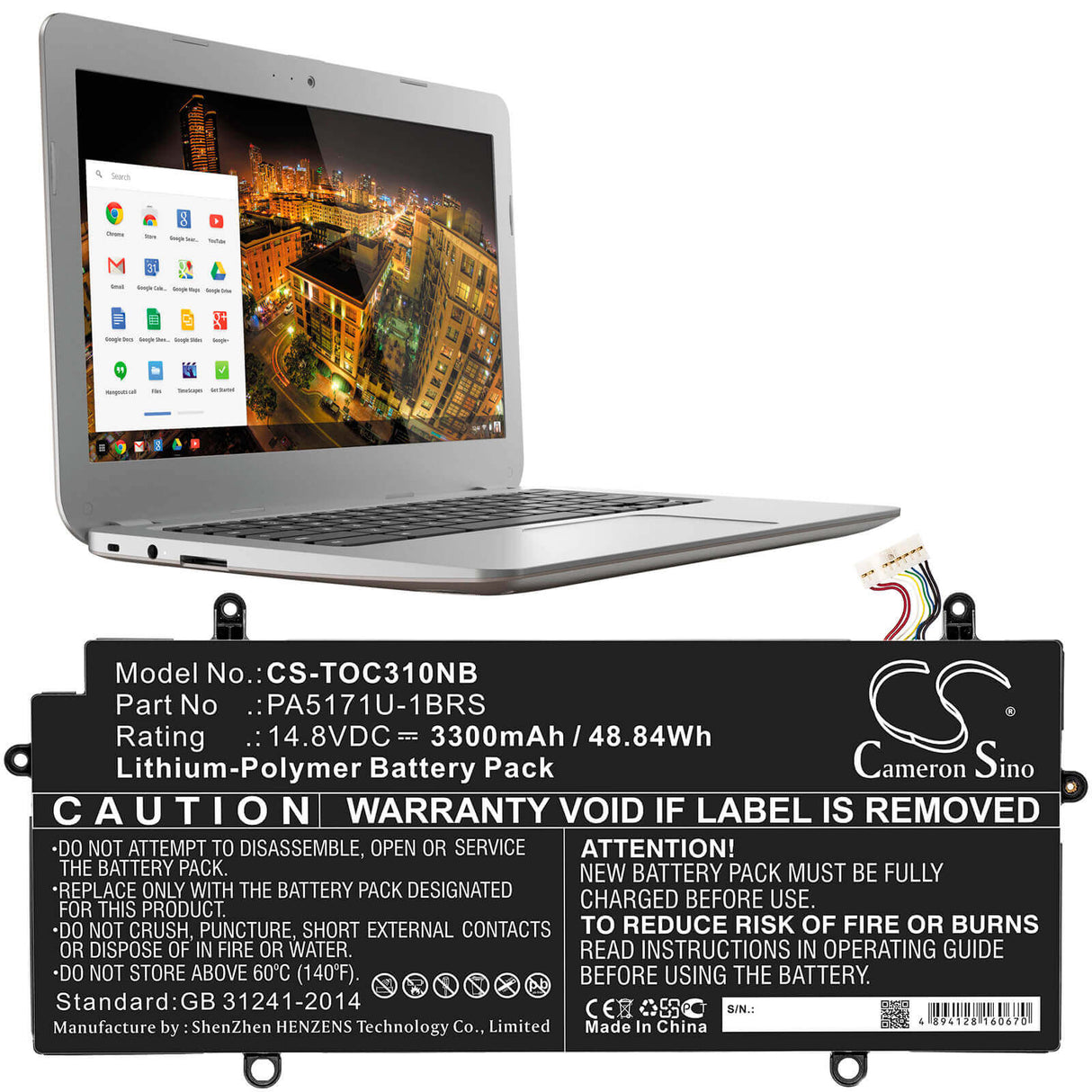 Battery For Toshiba, Cb30-102, Cb35-a3120 Chromebook, Chromebook Cb30-100 14.8v, 3300mah - 48.84wh Notebook, Laptop Cameron Sino Technology Limited