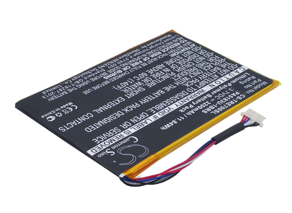 3.7V, Li-Polymer, 3200mAh, Tablet battery fits Toshiba, Pa5183u-1brs, At7-b, At7-c, 11.84Wh Tablet Cameron Sino Technology Limited