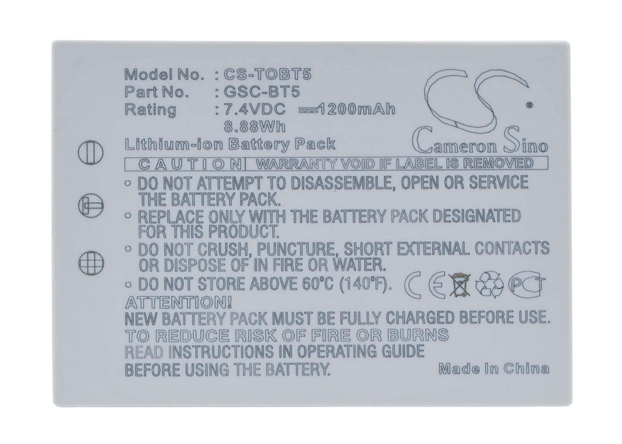 Camera Battery For Toshiba Gigashot Gsc-r30, Gigashot Gsc-r30au, 7.4v, 1200mah - 8.88wh Camera Cameron Sino Technology Limited (Suspended)