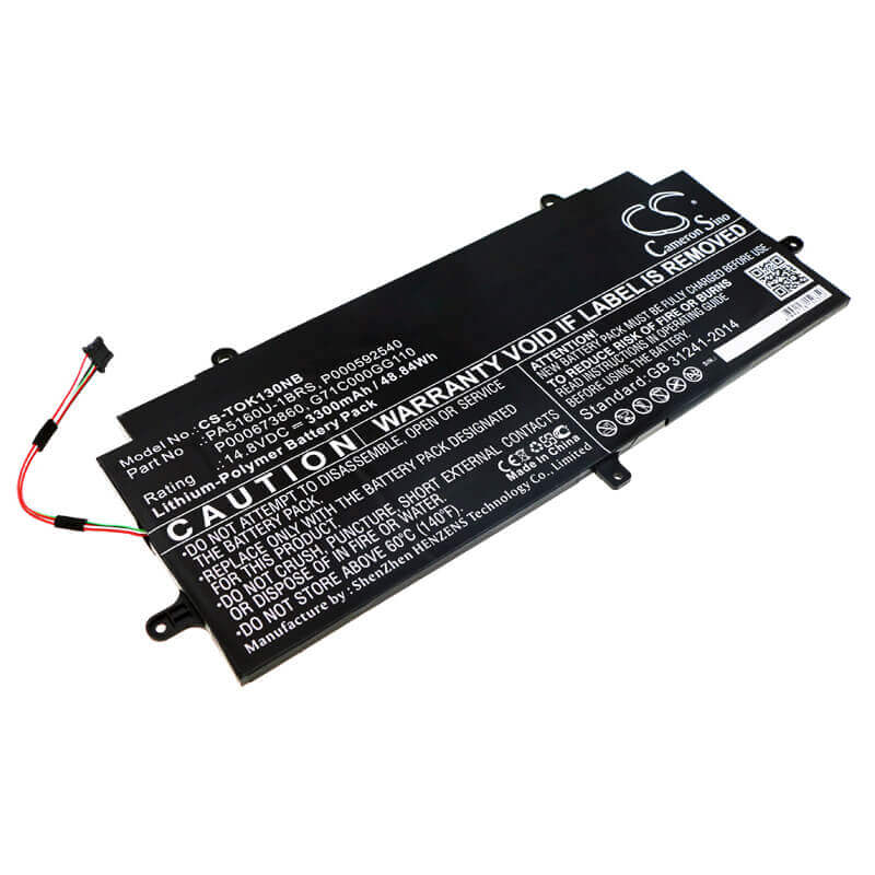 Battery For Toshiba, Kira 13 Kirabook, Kira-101, Kira-102 14.8v, 3300mah - 48.84wh Notebook, Laptop Cameron Sino Technology Limited