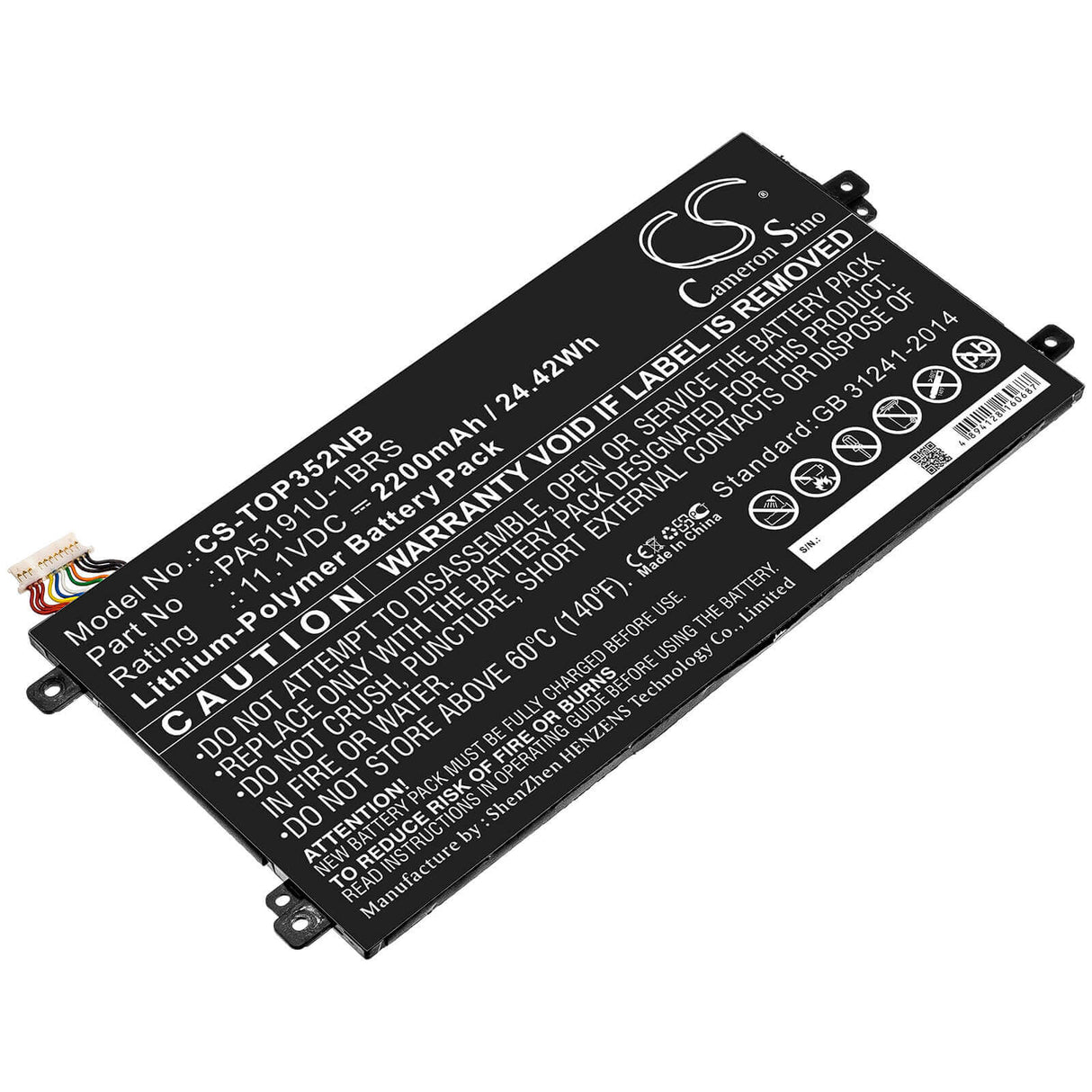 Battery For Toshiba, P30w-b-10e, Satellite Click 2 Pro P30w-b-10e 11.1v, 2200mah - 24.42wh Notebook, Laptop Cameron Sino Technology Limited