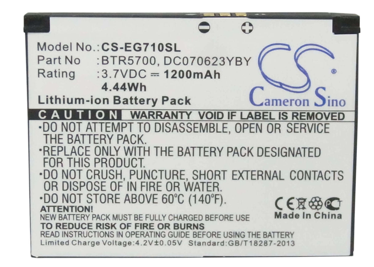 3,7V, Li-ion, 1200mAh, batterie de smartphone compatible avec Toshiba, Btr5700, Portege G710, 4,44Wh Mobile, Smartphone Cameron Sino Technology Limited (Smartphone)