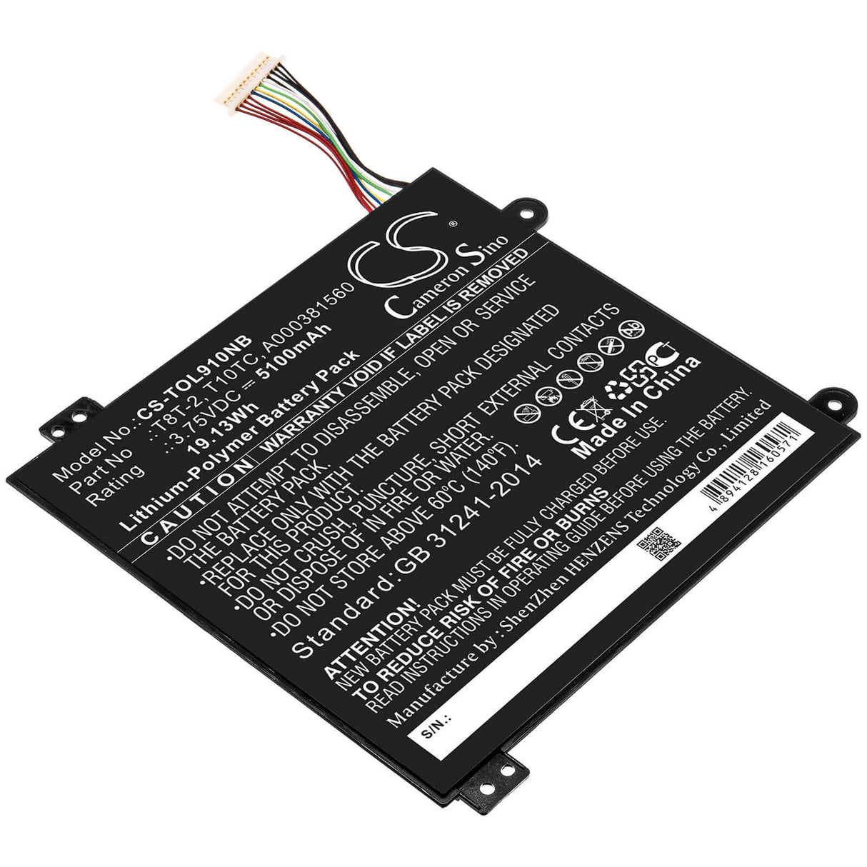 Battery For Toshiba, Satellite Click Mini L9w-b, Satellite Click Mini L9w-b 8.9 3.75v, 5100mah - 19.13wh Notebook, Laptop Cameron Sino Technology Limited