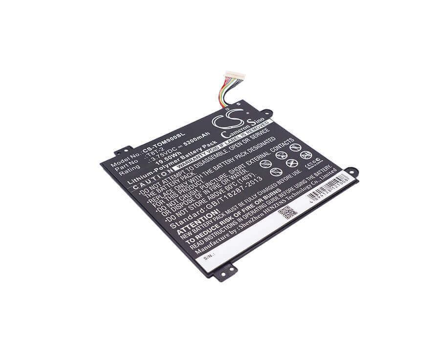 3.75V, Li-ion, 5200mAh, Tablet battery fits Toshiba, T8t-2, Satellite Click Mini L9w-b, Satellite Click Mini L9w-b 8.9, 19.50Wh Tablet Cameron Sino Technology Limited