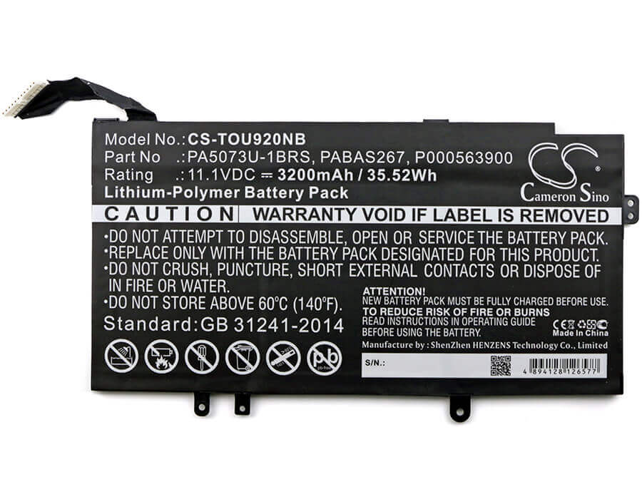 Battery For Toshiba, Satellite U920t, Satellite U925t 11.1v, 3200mah - 35.52wh Notebook, Laptop Cameron Sino Technology Limited