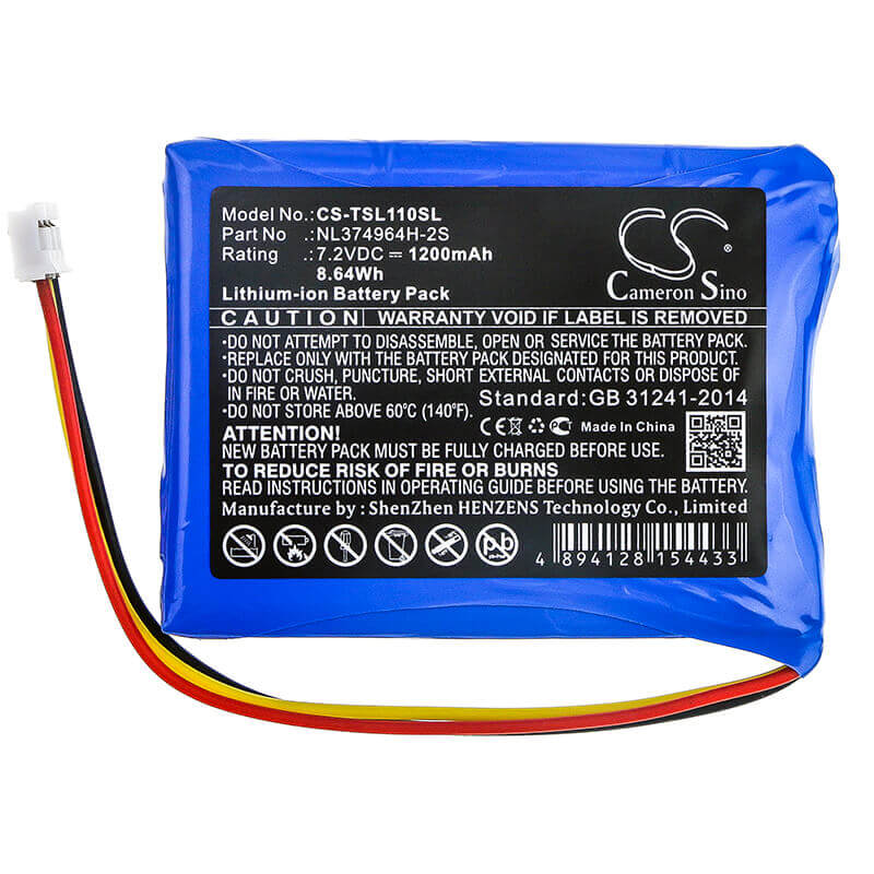 7.2V, Li-ion, 1200mAh, Equipment battery fits Tosight, Nl374964h-2s, TSEL-110, Tsel-2000, 8.64Wh Equipment, Survey, Test Cameron Sino Technology Limited
