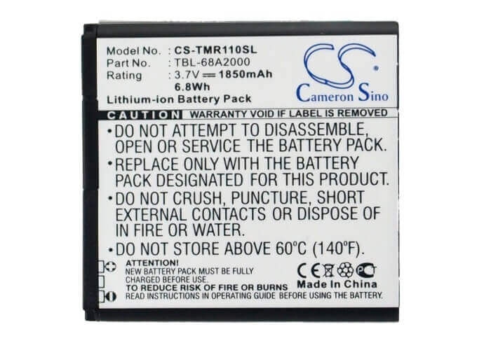 3,7V, Li-ion, 1850mAh, batterie Hotspot compatible avec Tp-link, Tbl-68a2000, 3g/3.75g Batterie alimentée par fil, Mini portable 150mbps 3g Mobil, 6,85Wh Hotspot Cameron Sino Technology Limited