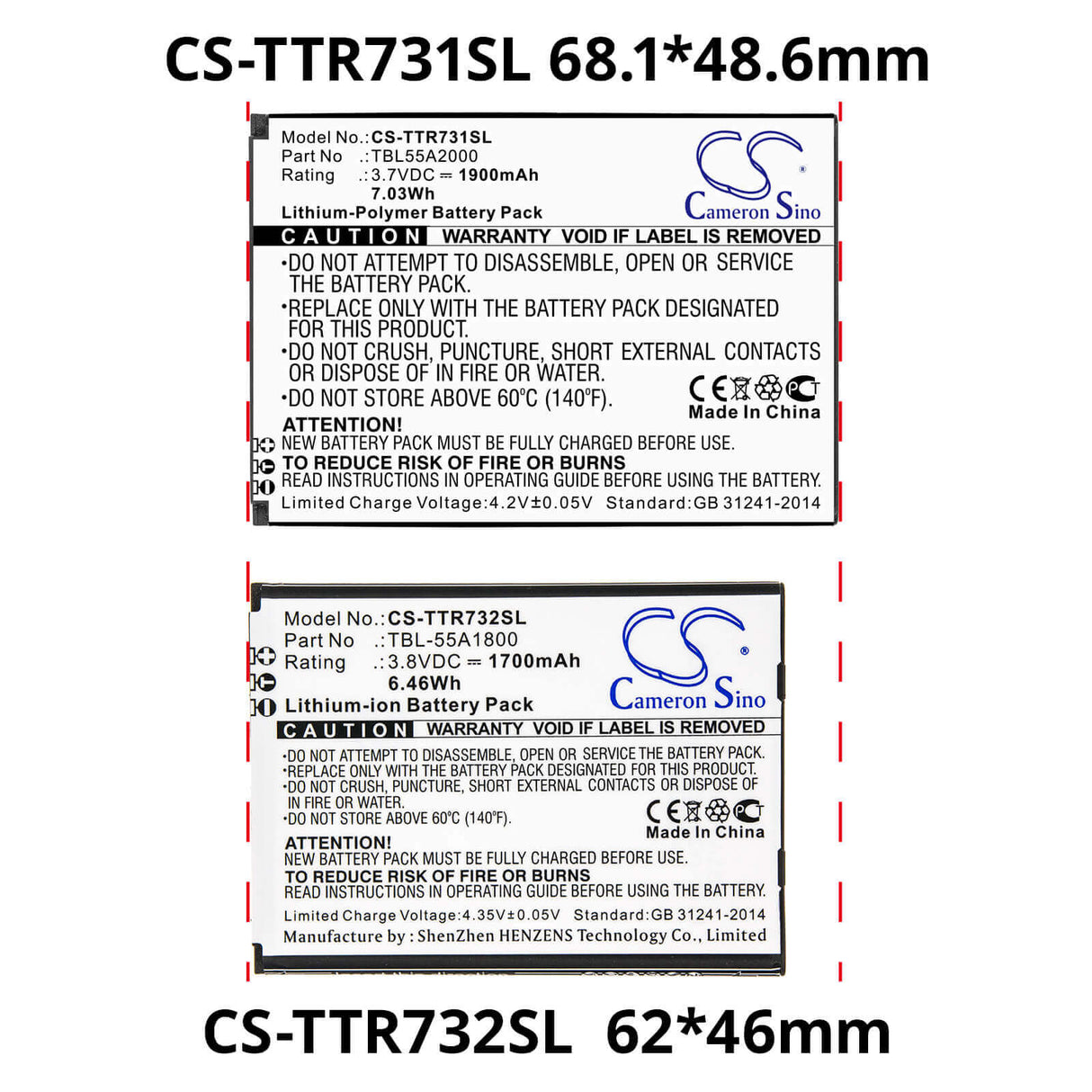 3.7V, Li-Polymer, 1900mAh, Hotspot battery fits Tp-link, Tbl55a2000, M7310, M7350 Ver 3.20, 7.03Wh Hotspot Cameron Sino Technology Limited