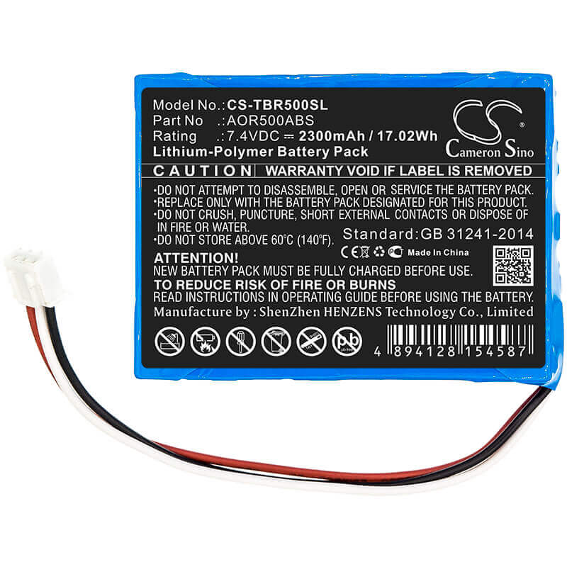7.4V, Li-Polymer, 2300mAh, Equipment battery fits Tribrer, Aor500abs, AOR500, Aor500-a, 17.02Wh Equipment, Survey, Test Cameron Sino Technology Limited