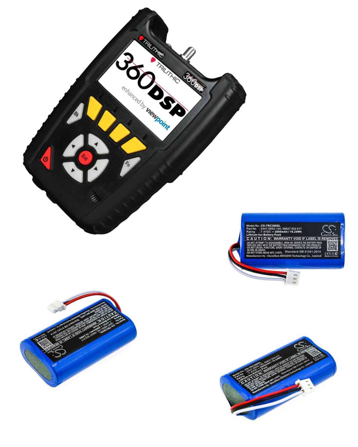 7,4V, Li-ion, 2600mAh, Batterie d'équipement compatible avec Trilithic, 2447-0002-140, 360 DSP, E-400, 19,24Wh Équipement, Enquête, Test Cameron Sino Technology Limited