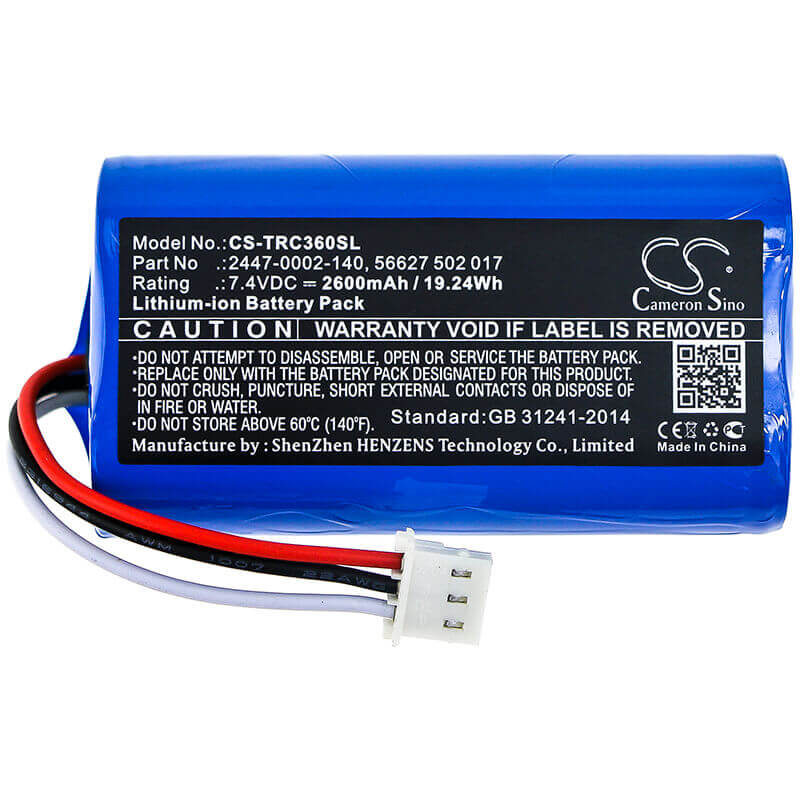 7,4V, Li-ion, 2600mAh, Batterie d'équipement compatible avec Trilithic, 2447-0002-140, 360 DSP, E-400, 19,24Wh Équipement, Enquête, Test Cameron Sino Technology Limited