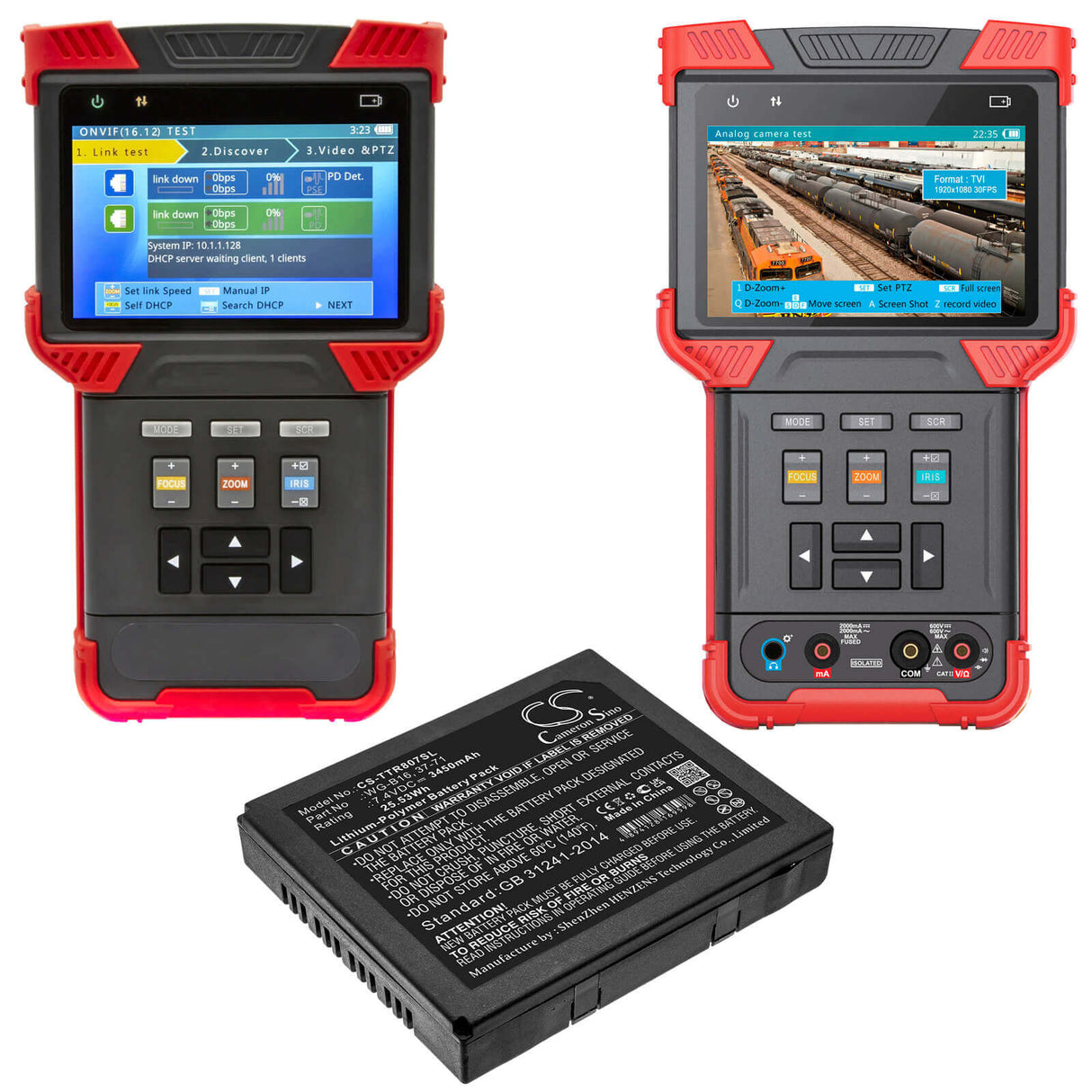 7.4V, Li-Polymer, 3450mAh, Equipment battery fits Triplett, 37-105, CamView IP Pro, Camview Ip Pro 5” Camera Teste, 25.53Wh Equipment, Survey, Test Cameron Sino Technology Limited