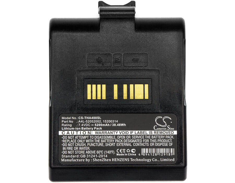 7.4V, Li-ion, 5200mAh, Portable Printer battery fits Tsc, 15200314, Alpha 4l, 38.48Wh Portable Printer Cameron Sino Technology Limited