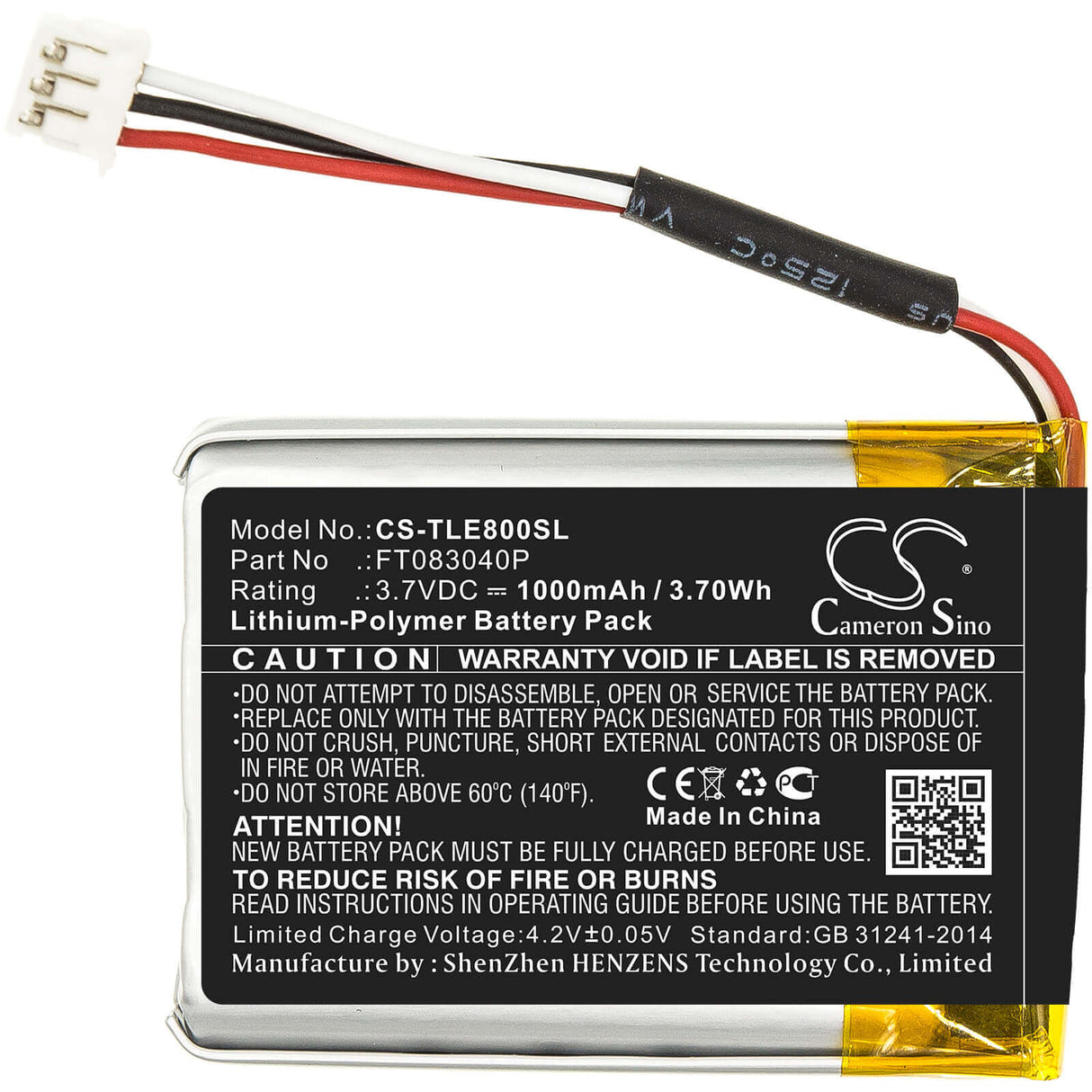 3.7V, Li-Polymer, 1000mAh, Headset battery fits Turtle Beach, Ft083040p, Elite 800, Elite 800p, 3.7Wh Wireless Headset Cameron Sino Technology Limited