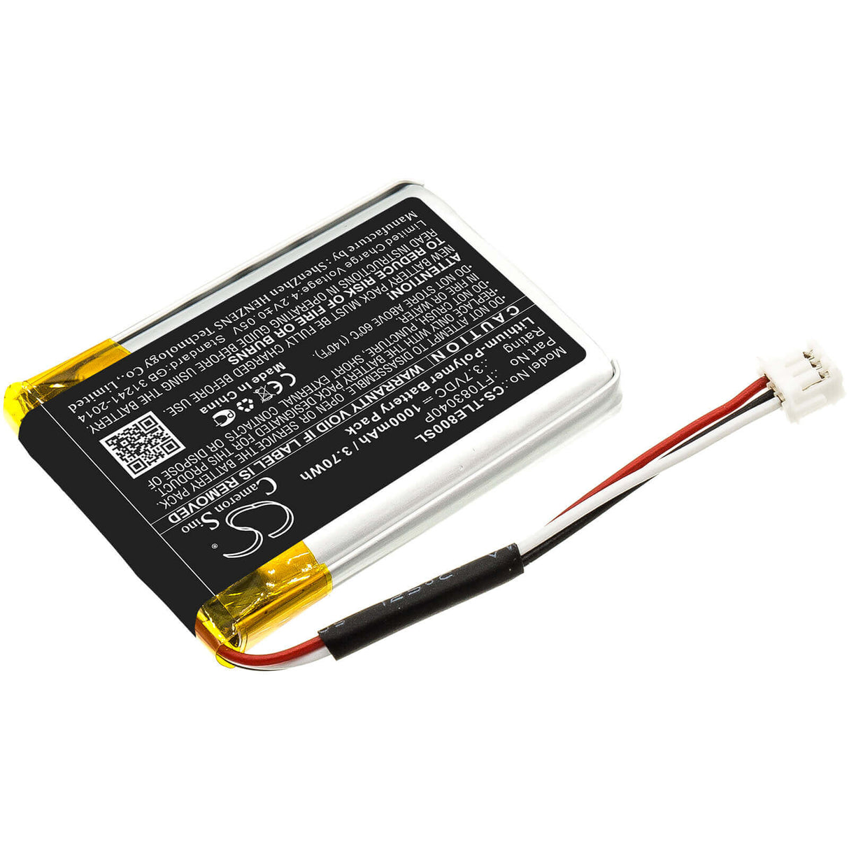 3.7V, Li-Polymer, 1000mAh, Headset battery fits Turtle Beach, Ft083040p, Elite 800, Elite 800p, 3.7Wh Wireless Headset Cameron Sino Technology Limited