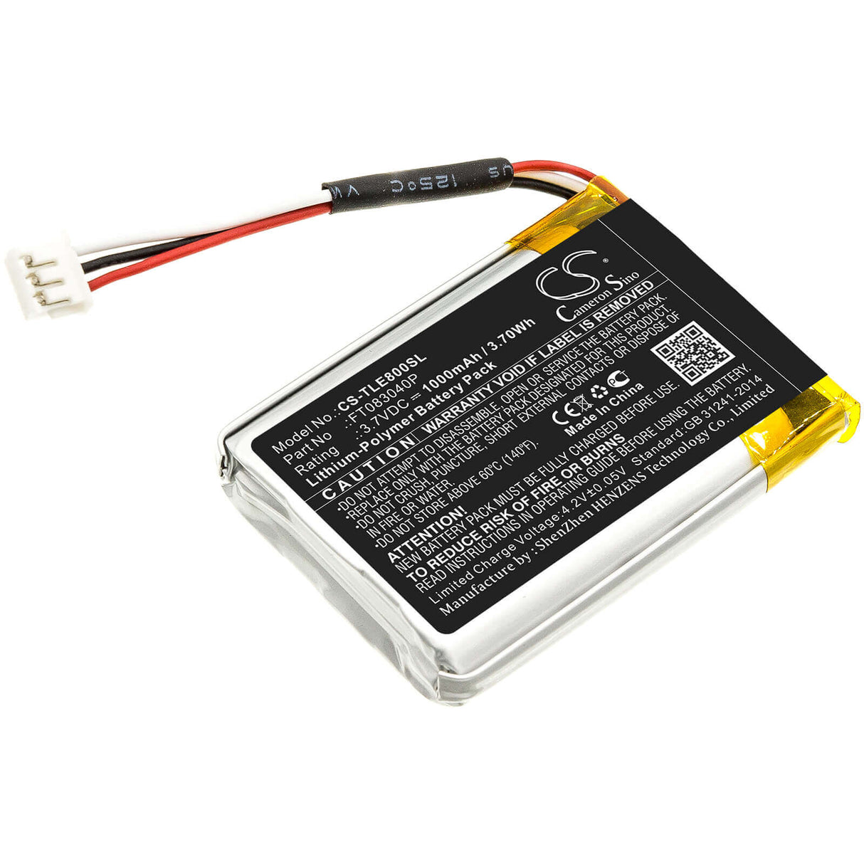 3.7V, Li-Polymer, 1000mAh, Headset battery fits Turtle Beach, Ft083040p, Elite 800, Elite 800p, 3.7Wh Wireless Headset Cameron Sino Technology Limited