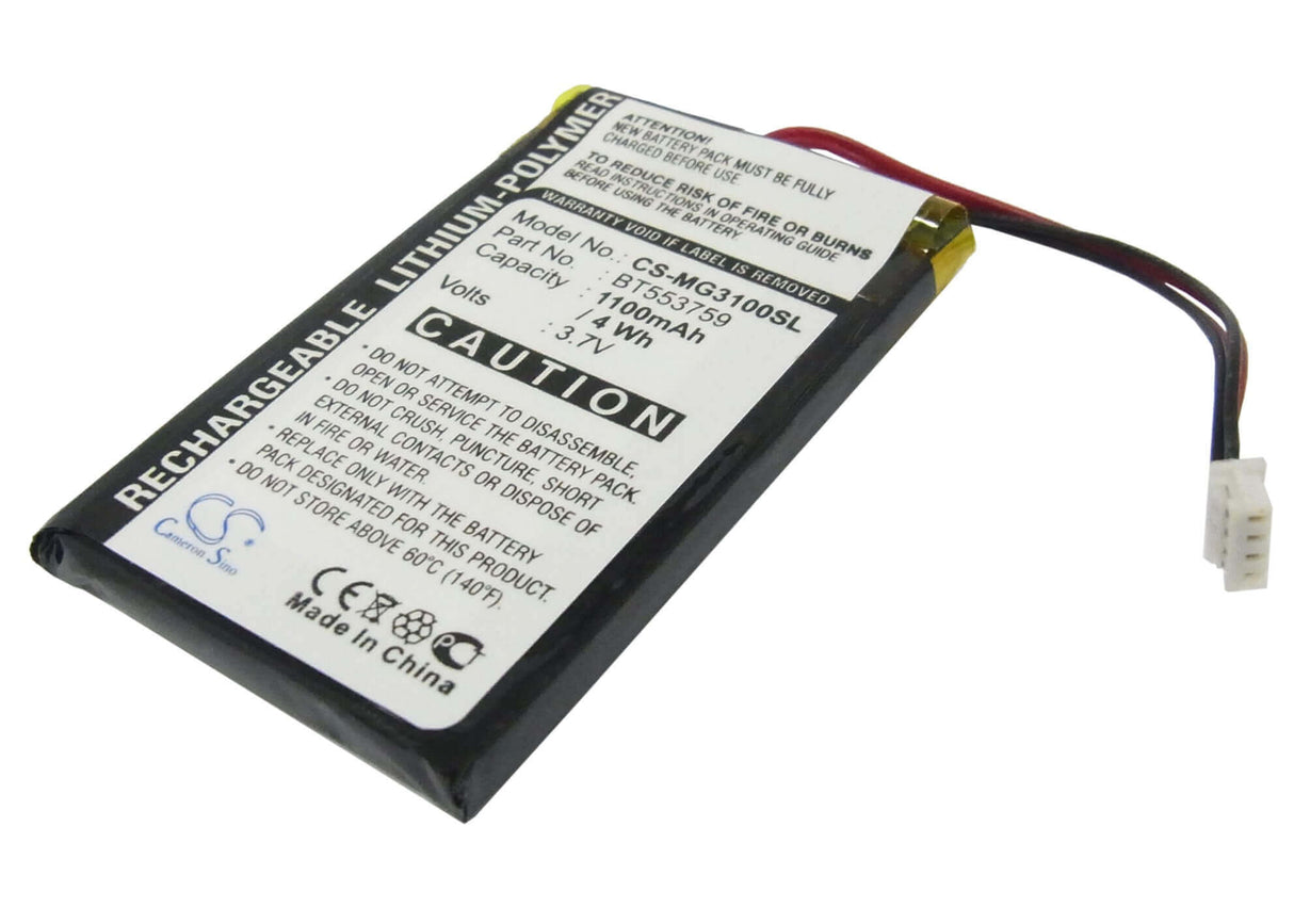 3,7V, Li-Polymer, 1100mAh, batterie GPS compatible avec Typhoon, Bt553759, Myguide 3100, 4,07Wh GPS, Navigator Cameron Sino Technology Limited
