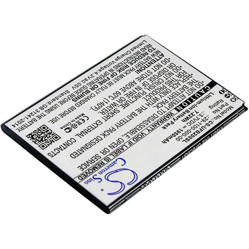 3.7V, Li-ion, 1950mAh, SmartPhone battery fits Ulefone, 29-1100-000-00, Be Touch, Be Touch 2, 7.22Wh Mobile, SmartPhone Cameron Sino Technology Limited (Smartphone)