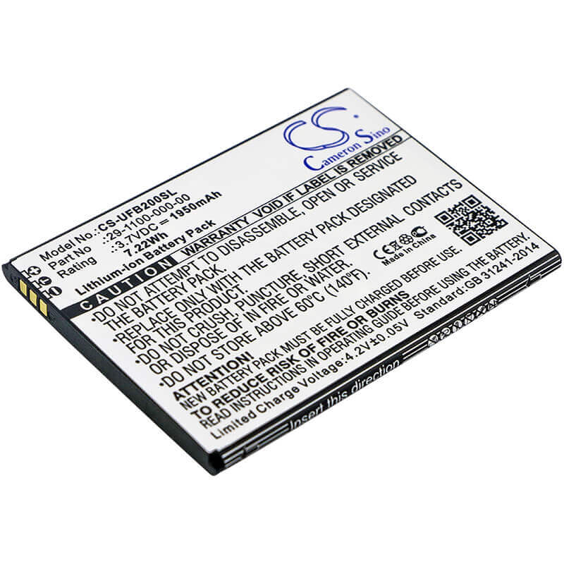 3.7V, Li-ion, 1950mAh, SmartPhone battery fits Ulefone, 29-1100-000-00, Be Touch, Be Touch 2, 7.22Wh Mobile, SmartPhone Cameron Sino Technology Limited (Smartphone)