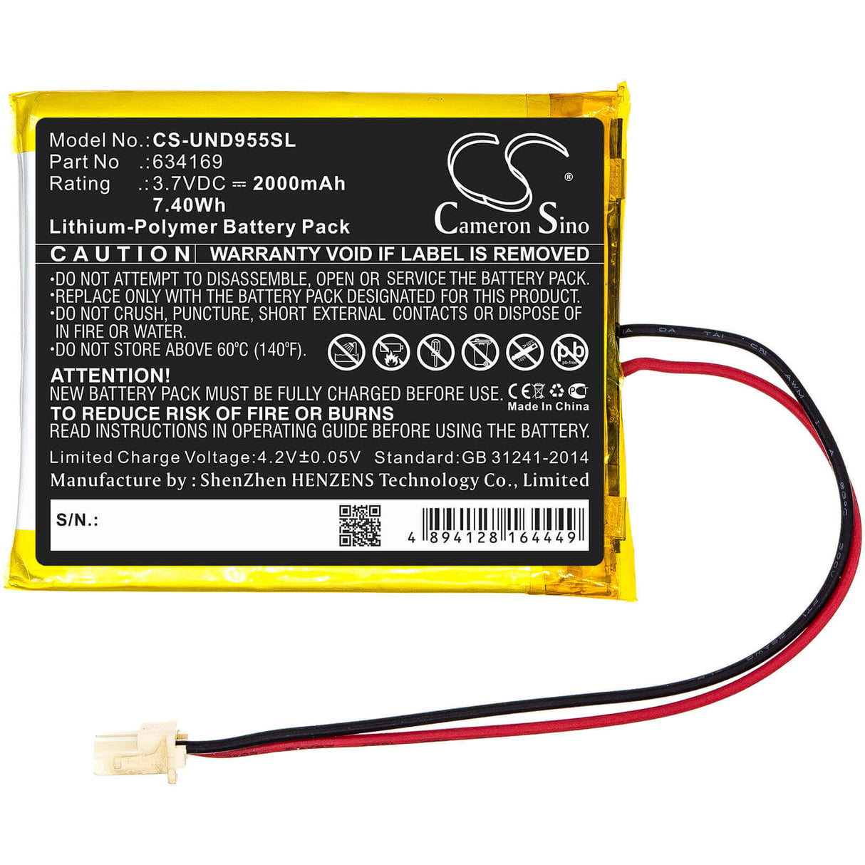 Security Camera Battery For Uniden, Guardian G955, Guardian Udr, Udr744 3.7v, 2000mah - 7.40wh Home Security Camera Cameron Sino Technology Limited