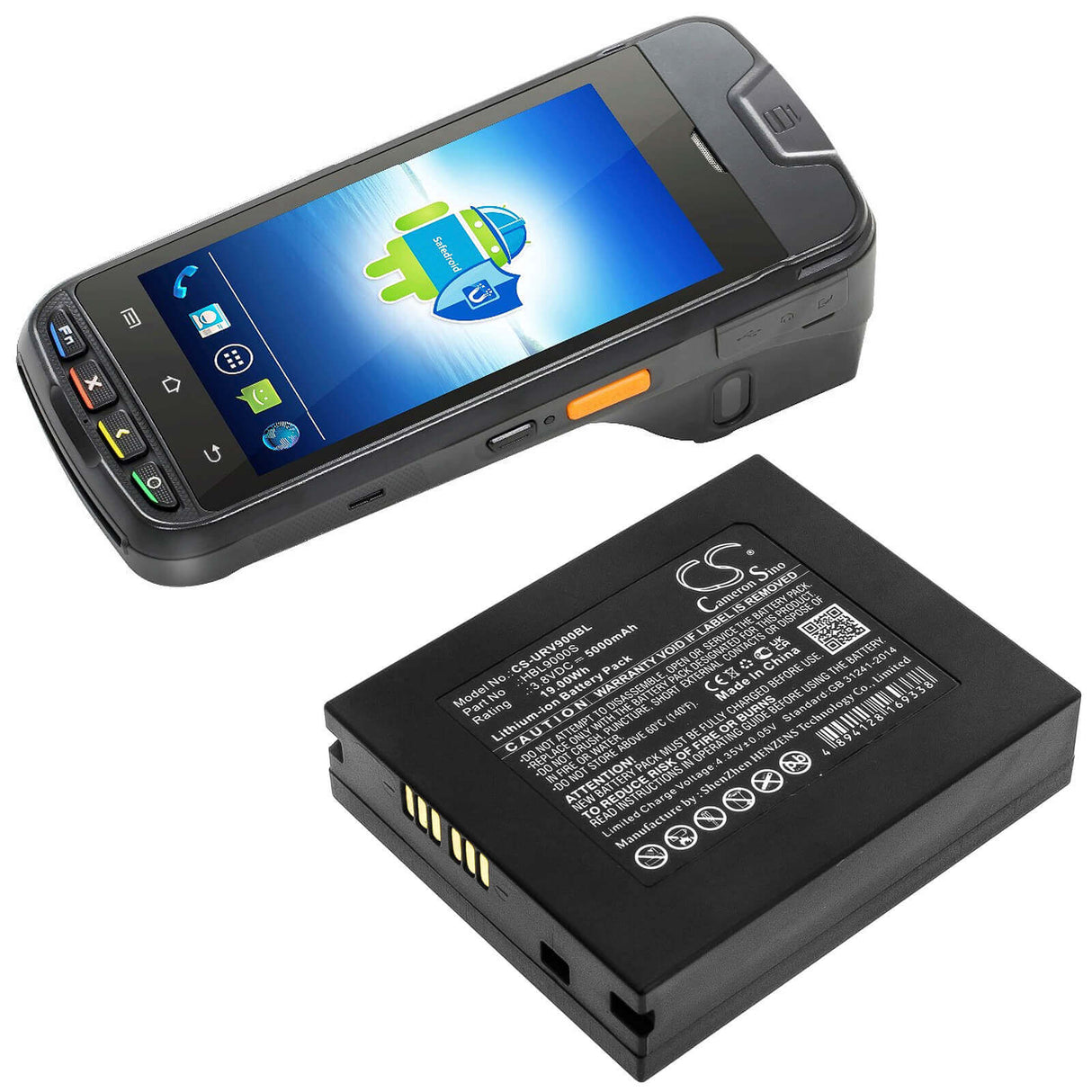 Batterie de scanner de codes-barres pour Urovo, I9000s 3.8v, 5000mah - 19.00wh Scanner de codes-barres Cameron Sino Technology Limited