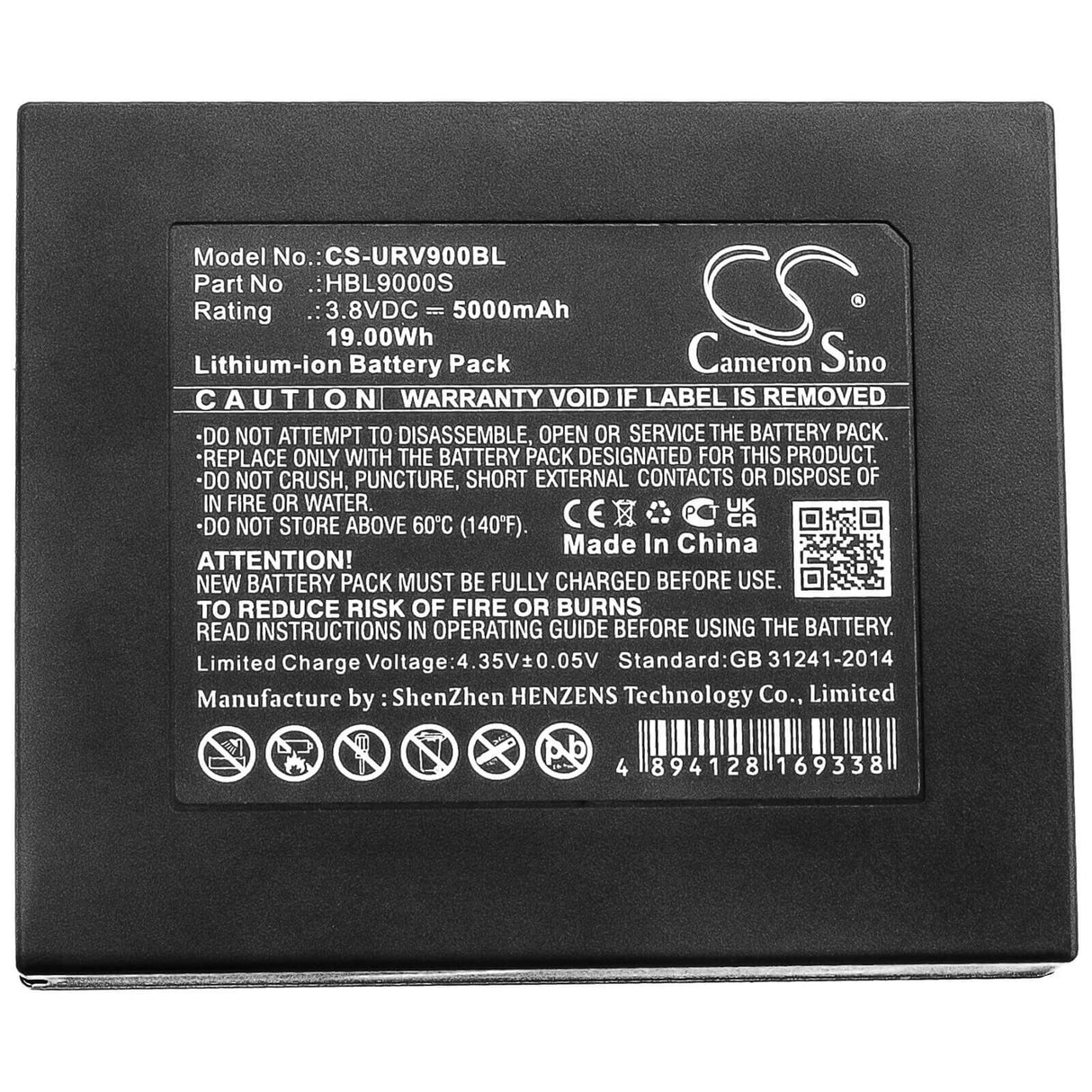 Batterie de scanner de codes-barres pour Urovo, I9000s 3.8v, 5000mah - 19.00wh Scanner de codes-barres Cameron Sino Technology Limited