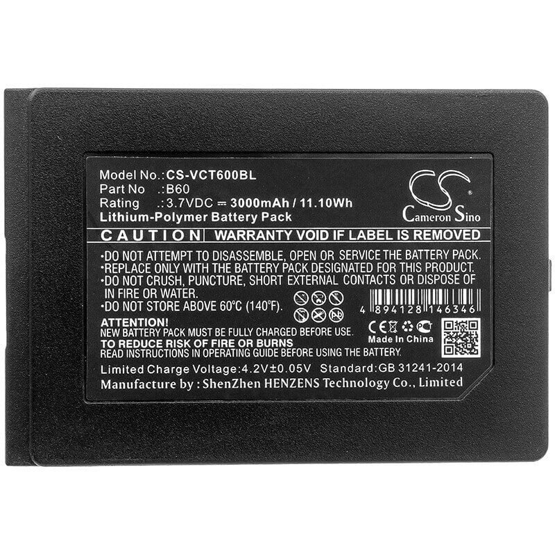 3,7V, Li-Polymer, 3000mAh, Batterie de terminal de paiement compatible avec Vectron, B60, Mobilepro 3, Mobilepro Iii, 11,10Wh Terminal de paiement Cameron Sino Technology Limited