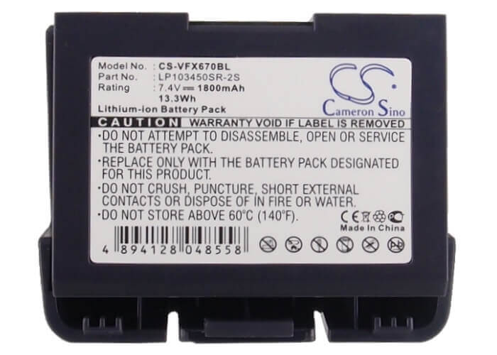 7,4V, Li-ion, 1800mAh, batterie de terminal de paiement compatible avec Verifone, 24016-01-r, Vx520, Vx670, 13,32Wh Terminal de paiement Cameron Sino Technology Limited