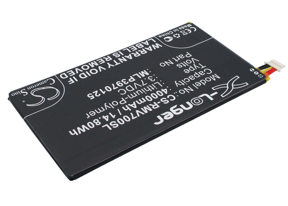 3.7V, Li-Polymer, 4000mAh, Tablet battery fits Verizon, Mlp3970125, Elipsis Qmv7a 7in, Elipsis Qmv7b, 14.80Wh Tablet Cameron Sino Technology Limited