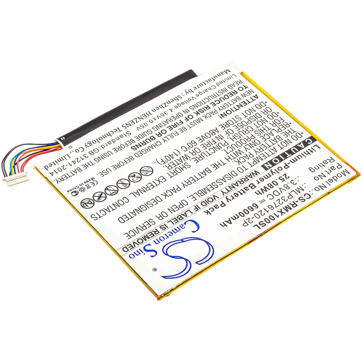 3.8V, Li-Polymer, 6600mAh, Tablet battery fits Verizon, Mlp3276120-2p, Ellipsis 10, Ellipsis 10 16gb, 25.08Wh Tablet Cameron Sino Technology Limited