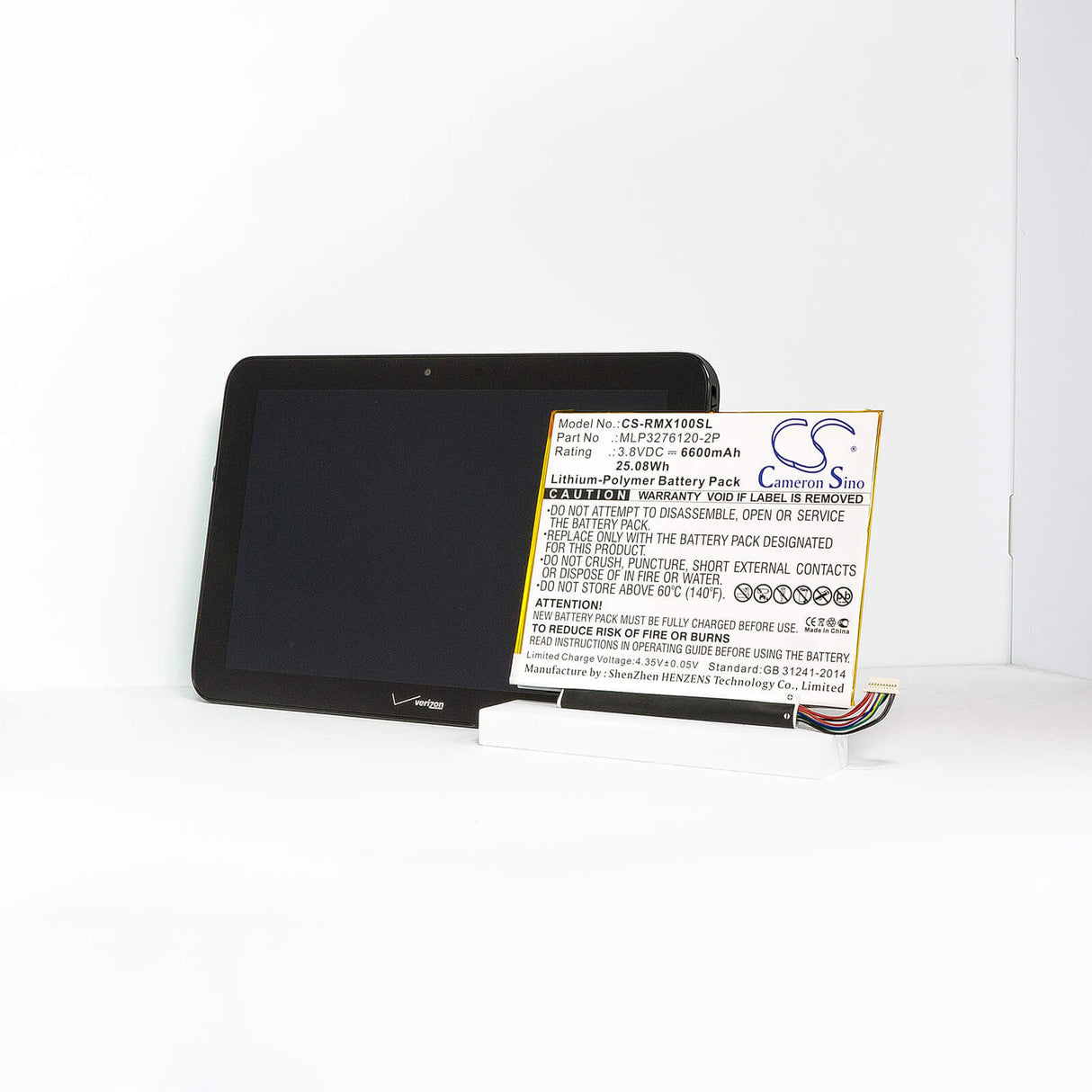3.8V, Li-Polymer, 6600mAh, Tablet battery fits Verizon, Mlp3276120-2p, Ellipsis 10, Ellipsis 10 16gb, 25.08Wh Tablet Cameron Sino Technology Limited