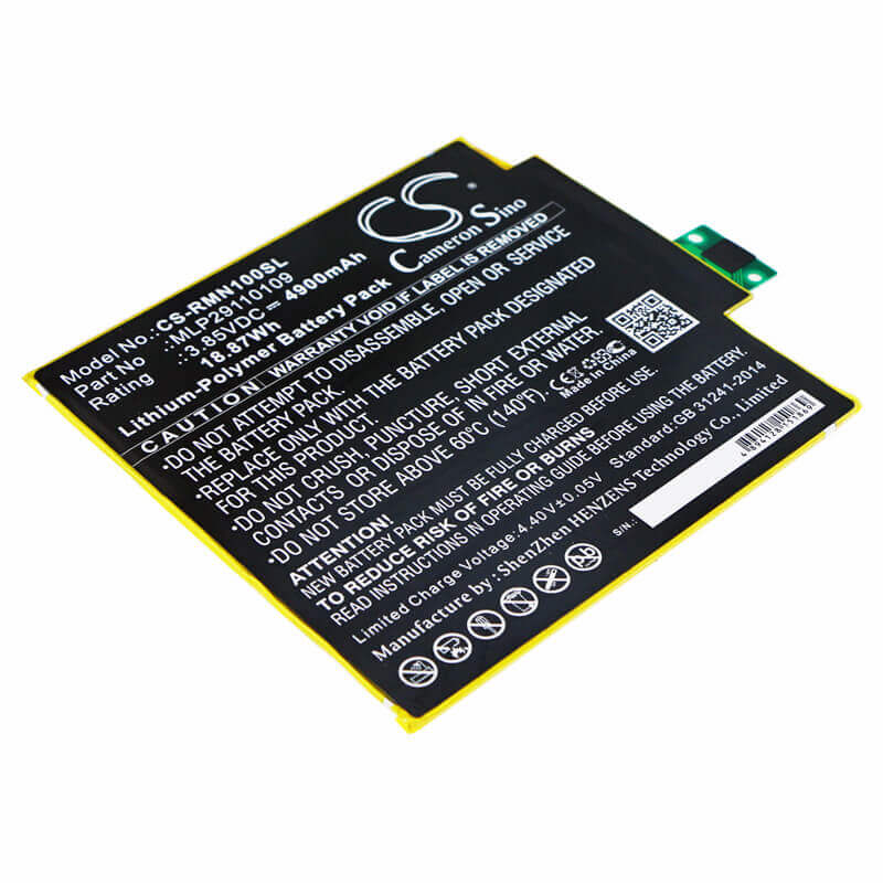 3.85V, Li-Polymer, 4900mAh, Tablet battery fits Verizon, Mlp29110109, Ellipsis 8 Hd, Qtasun1, 18.87Wh Tablet Cameron Sino Technology Limited