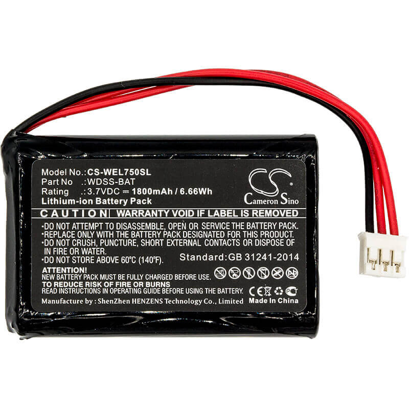 3.7V, Li-ion, 1800mAh, Equipment battery fits Vernier, Wdss-bat, Wireless Dynamics Sensor Syste, 6.66Wh Equipment, Survey, Test Cameron Sino Technology Limited