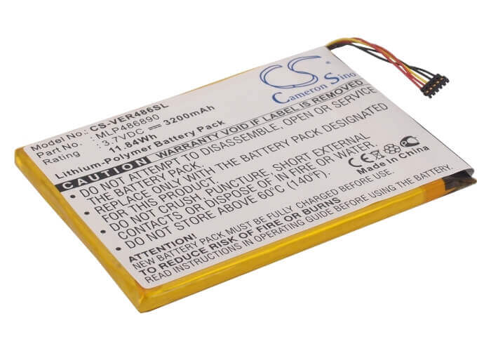 3.7V, Li-Polymer, 3200mAh, Tablet battery fits Viewsonic, Mlp486890, Zoompad, 11.84Wh Tablet Cameron Sino Technology Limited