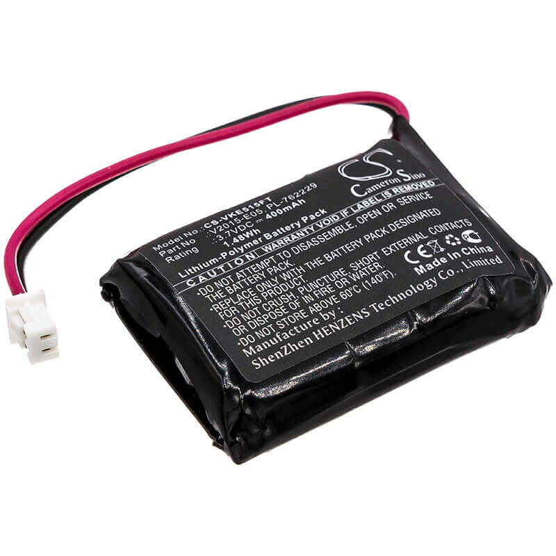 3.7V, Li-Polymer, 400mAh, Flashlight battery fits Vikli, Pl-762229, E05 V2015, V2015-e05, 1.48Wh Flashlight Cameron Sino Technology Limited