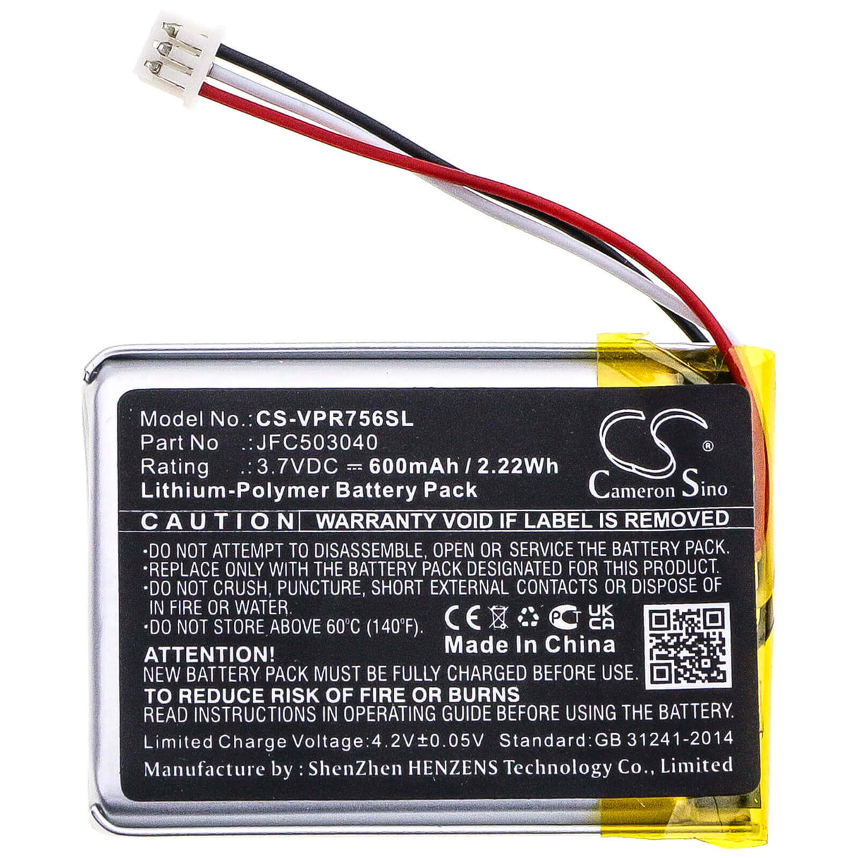 3.7V, Li-Polymer, 600mAh, batterie de démarrage à distance compatible avec Clifford, Viper, Jfc503040, 7541x, 2.22Wh systèmes de démarrage et d'entrée à distance Cameron Sino Technology Limited