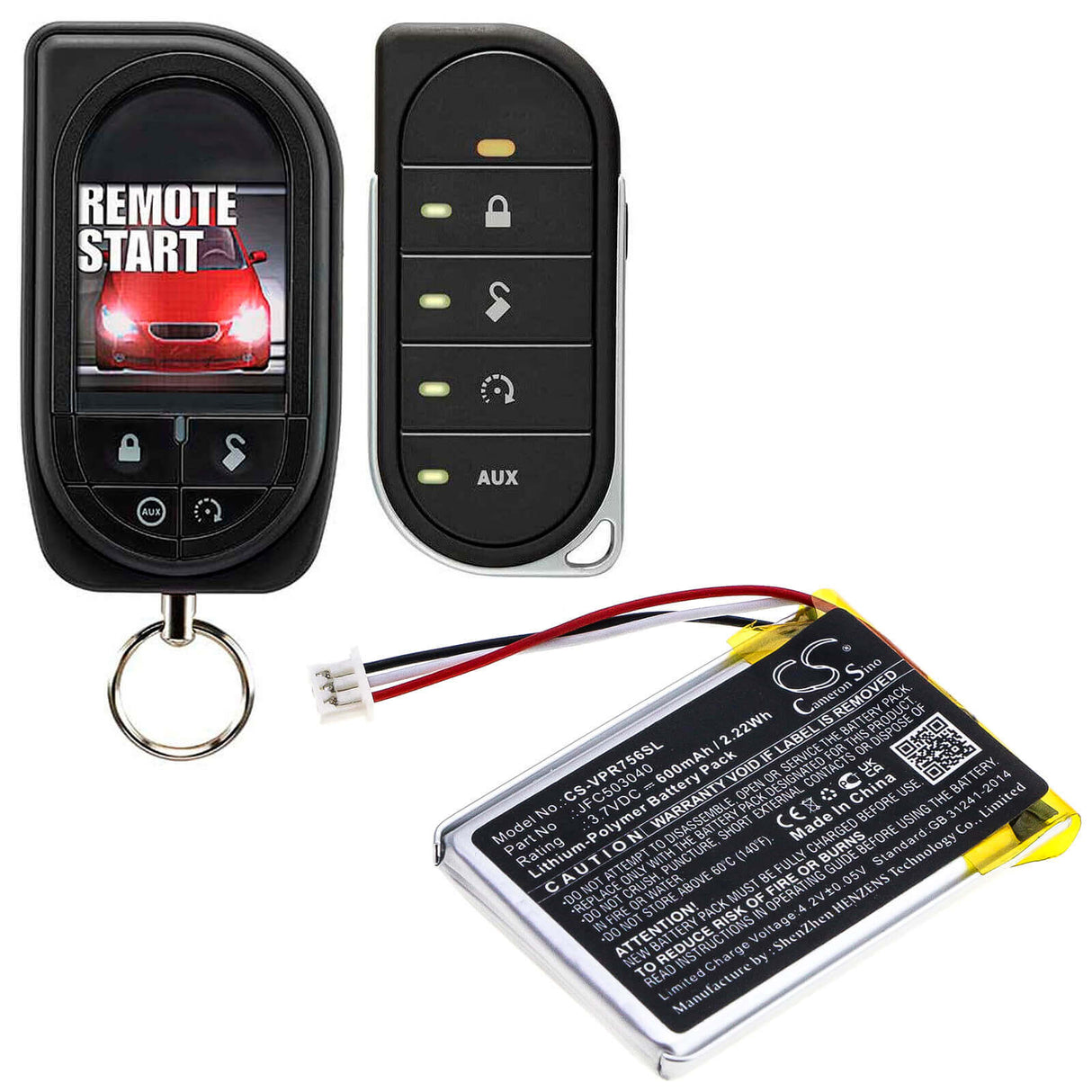 3.7V, Li-Polymer, 600mAh, batterie de démarrage à distance compatible avec Clifford, Viper, Jfc503040, 7541x, 2.22Wh systèmes de démarrage et d'entrée à distance Cameron Sino Technology Limited
