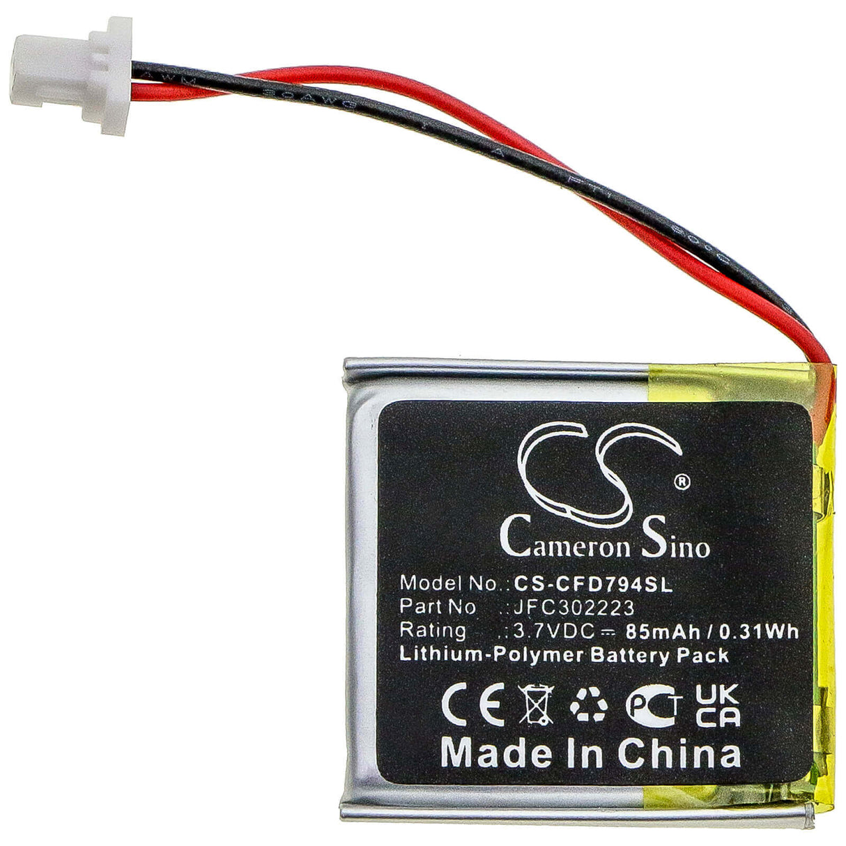 3,7V, Li-Polymère, 85mAh, batterie de démarrage à distance compatible avec Python, Viper, Autostart, Clifford, Jfc302223, 7506as, As757, 0,31Wh Systèmes de démarrage et d'entrée à distance Cameron Sino Technology Limited