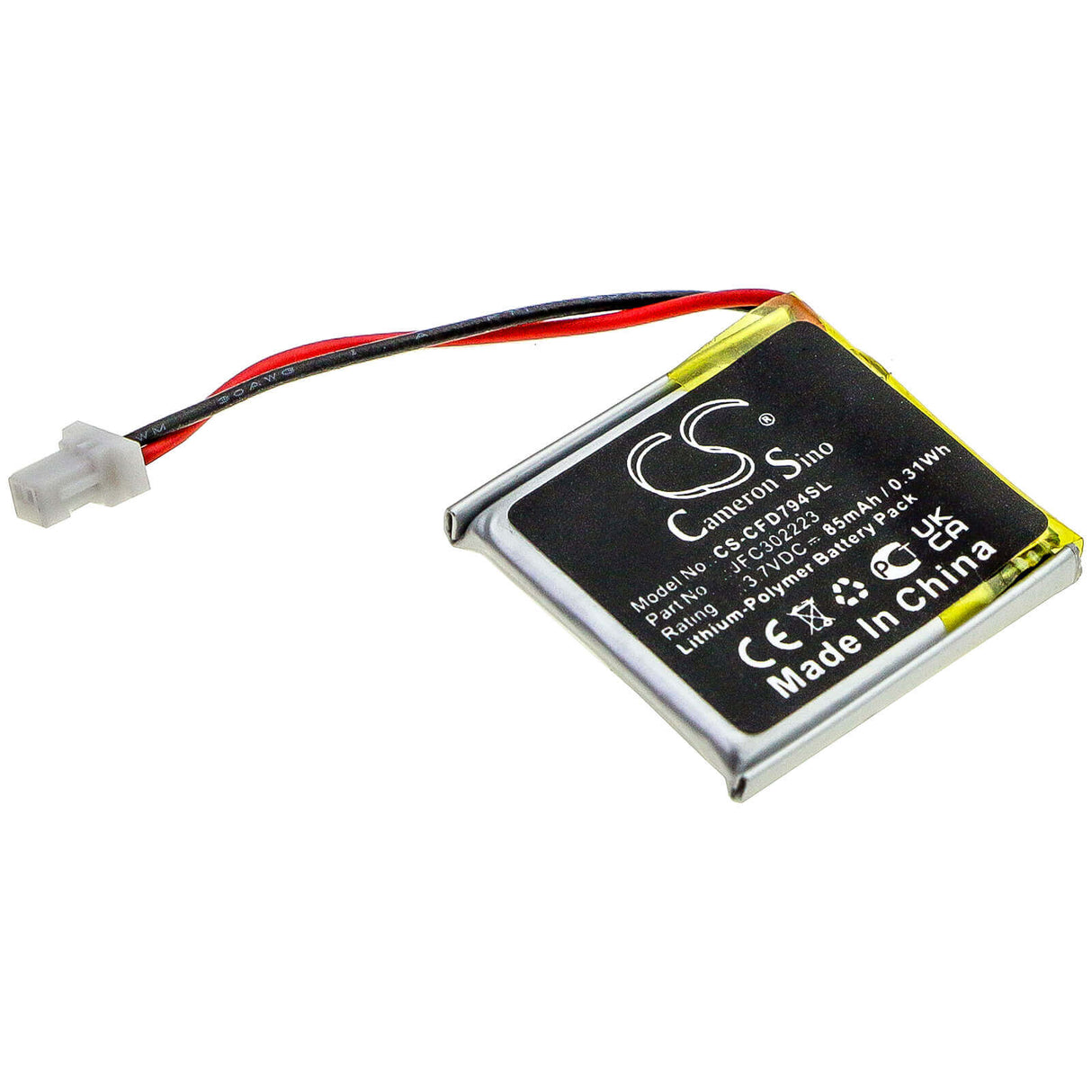 3,7V, Li-Polymère, 85mAh, batterie de démarrage à distance compatible avec Python, Viper, Autostart, Clifford, Jfc302223, 7506as, As757, 0,31Wh Systèmes de démarrage et d'entrée à distance Cameron Sino Technology Limited
