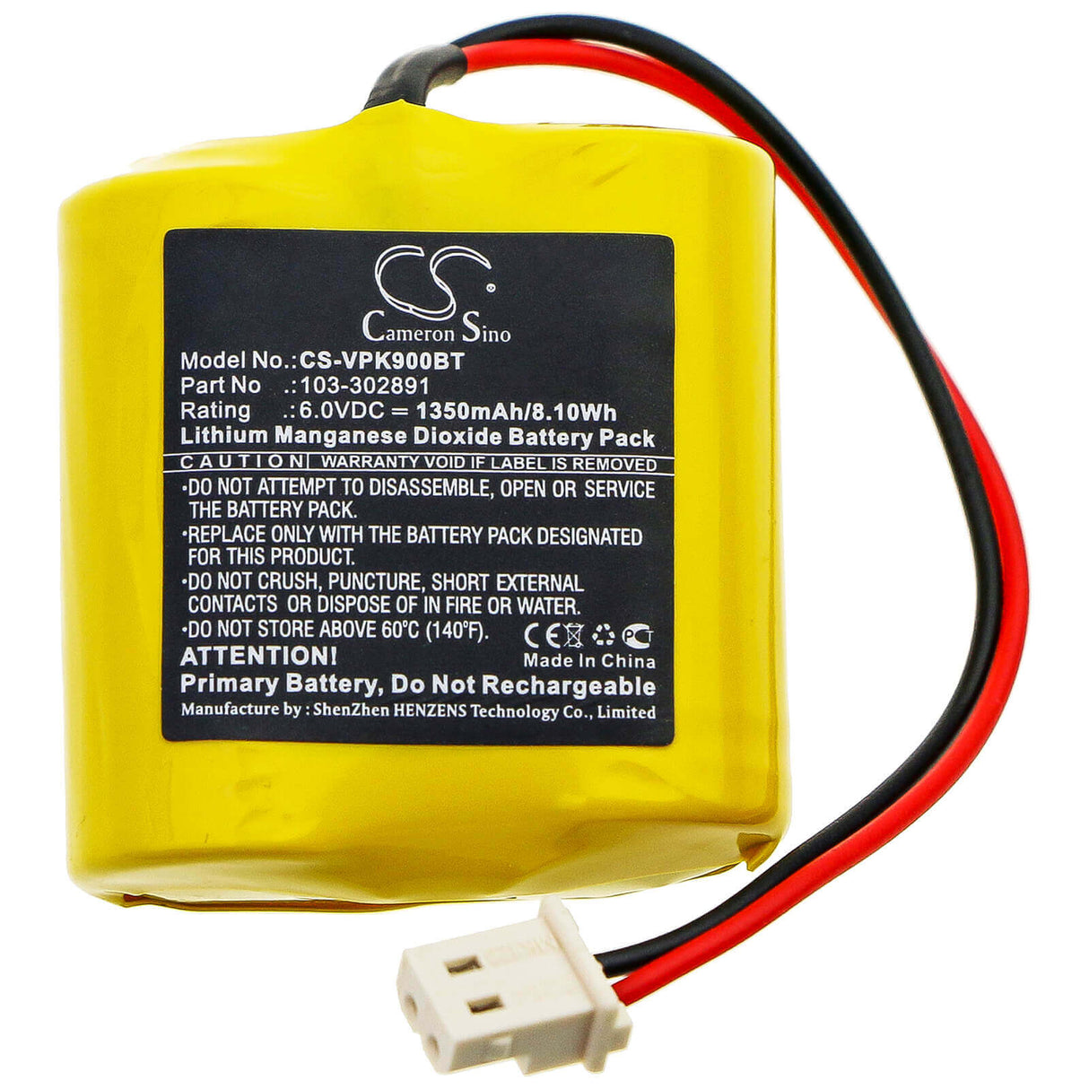 6.0V, Li-MnO2, 1350mAh, Home Security Camera battery fits Visonic, 103-302891, Neo Pg8934, Next Cam, 8.1Wh Home Security Camera Cameron Sino Technology Limited