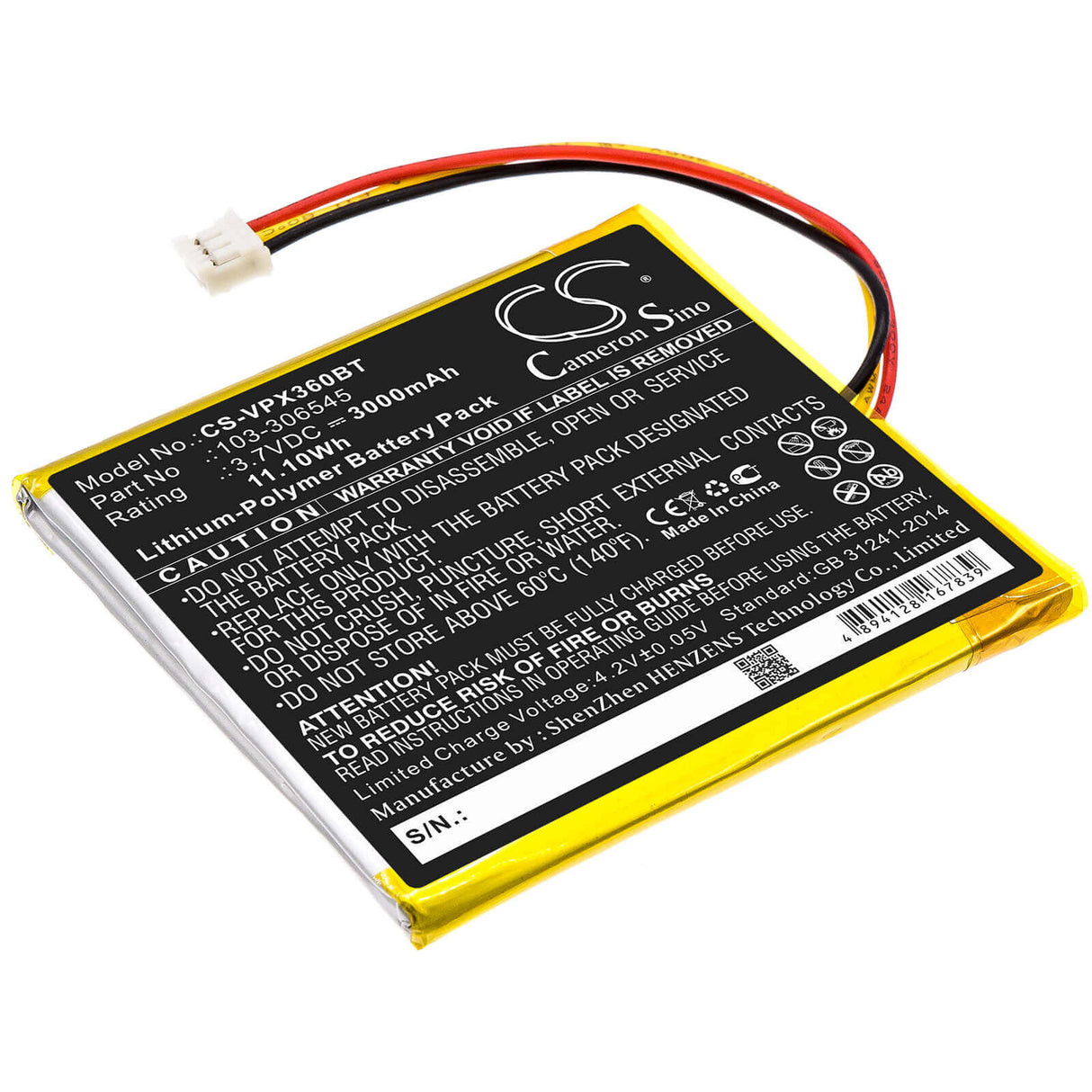 Li-Polymer, Alarm Battery For Visonic, Powermaster 360, Powermaster 360r 3.7v, 3000mah - 11.10wh Alarm System Cameron Sino Technology Limited