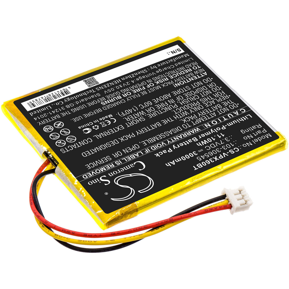 Li-Polymer, Alarm Battery For Visonic, Powermaster 360, Powermaster 360r 3.7v, 3000mah - 11.10wh Alarm System Cameron Sino Technology Limited