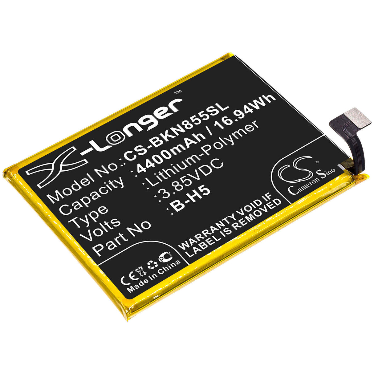 3.85V, Li-Polymer, 4400mAh, SmartPhone battery fits Vivo, B-h5, Iqoo Neo 855s Racing, V1936l, 16.94Wh Mobile, SmartPhone Cameron Sino Technology Limited (Smartphone)