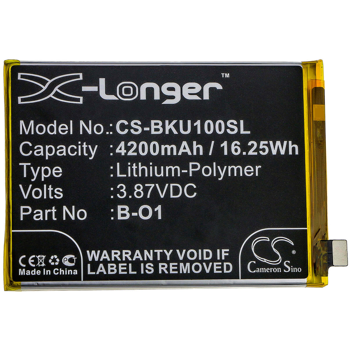 3.87V, Li-Polymer, 4200mAh, SmartPhone battery fits Vivo, B-o1, Iqoo U1, V2023, 16.25Wh Mobile, SmartPhone Cameron Sino Technology Limited (Smartphone)